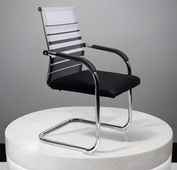 Ammu's Mesh Back Chair Fabric Visitor Chair Reading Executive Office Chair for Home Computer Study Reception (1, White, Mesh Jali Back)