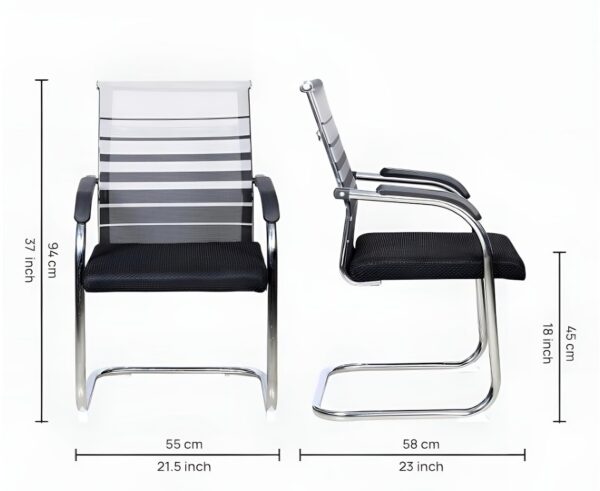 Ammu's Mesh Back Chair Fabric Visitor Chair Reading Executive Office Chair for Home Computer Study Reception (1, White, Mesh Jali Back) - Image 2
