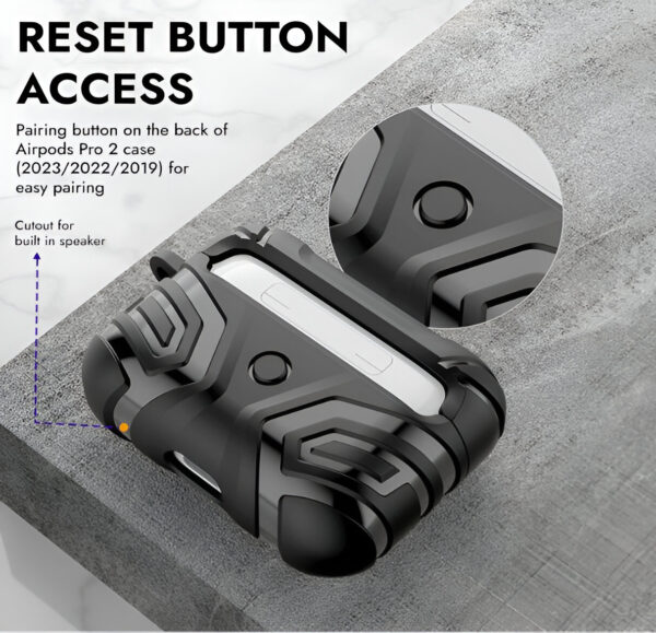 Ammu's Compatible for AirPods Pro 2 Case (2nd/1st Gen), Military Grade Airpods pro 2nd Generation Case,Hard Shell Full-Body Protective Case Cover with Keychain(2023/2022/2019), Black - Image 3