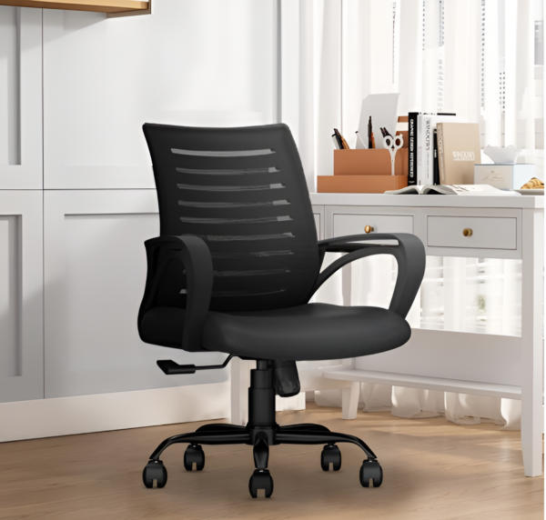 Ammu's Desire C104 Mesh Mid Back Chair | Ergonomic Office, Study, Revolving, Computer Chair for Work from Home Heavy Duty Metal Base, Seat Height Adjustable (Black)