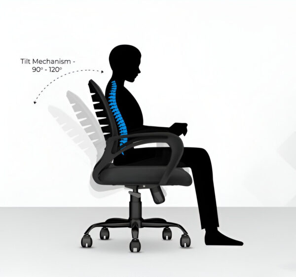 Ammu's Desire C104 Mesh Mid Back Chair | Ergonomic Office, Study, Revolving, Computer Chair for Work from Home Heavy Duty Metal Base, Seat Height Adjustable (Black) - Image 3