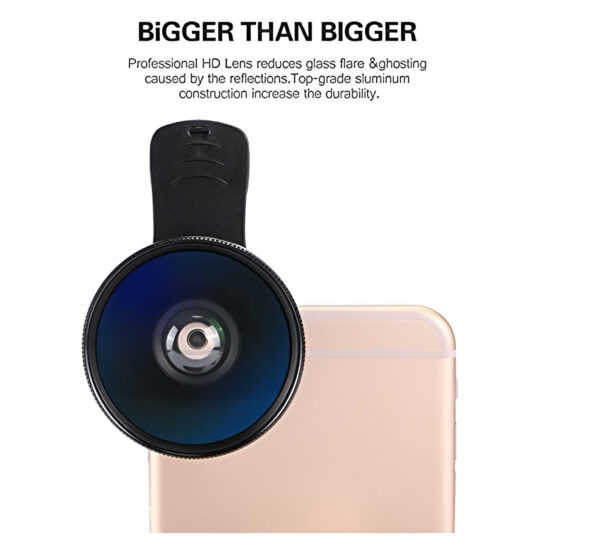 Ammu's MAXXOX Mobile Camera Lens, 0.45X Super Wide Angle Lens, 15X Macro Lens, Clip-On 2 in 1 Professional Kit for TIK Tok, Vlog, YouTube, Reels Compatible with All Smartphones-(Black) - Image 2