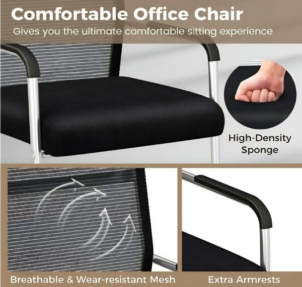 Ammu's Mesh Back Chair Fabric Visitor Chair Reading Executive Office Chair for Home Computer Study Reception (1, White, Mesh Jali Back) - Image 3