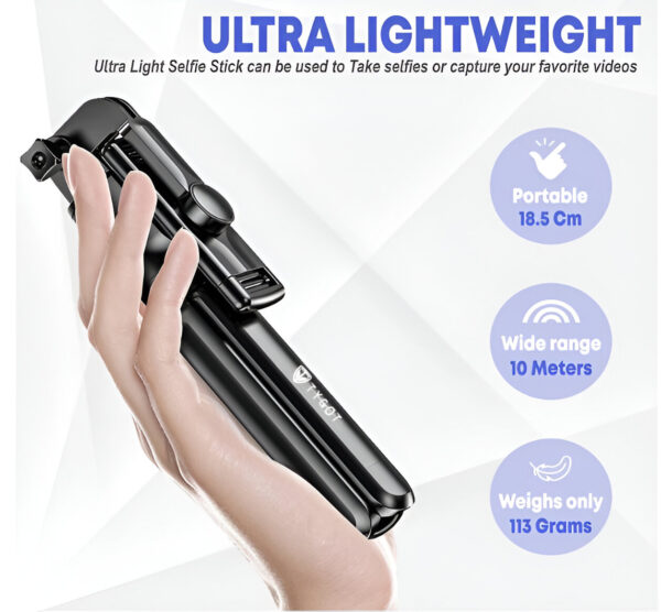 Ammu's Bluetooth Extendable Selfie Sticks with Wireless Remote and Tripod Stand, 3-in-1 Multifunctional Selfie Stick with Tripod Stand Compatible with iPhone/OnePlus/Samsung/Oppo/Vivo and All Phones - Image 4
